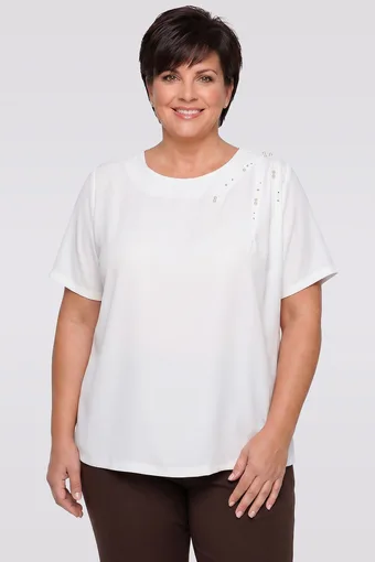 Kopie Kopie Bílá halenka s tmavě modrým vzorem