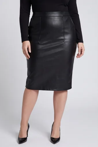 Černá pouzdrová sukně z umělé kůže